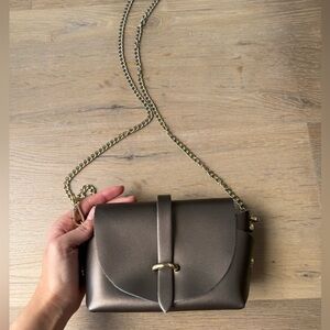 Leather Made in Italy Bronze Gold Brown Crossbody